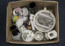 Mixed Collection Of Pottery To Include Staffordshire Vase, Chamber Pot, Blue & White,