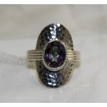 Northern Lights Mystic Topaz Ring, bezel set 2.5ct topaz, with an exotic mix of purple and green