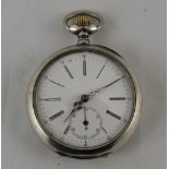 Danish - Open Faced Silver Pocket Watch.