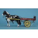 Beswick Horse and Cart ' Pinto Pony ' - 2nd Version. Piebald - Black and White Gloss. Height 6.