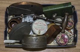 Mixed Lot To Include EPNS, Boxes/Tins, Pin Cushion, Utility Knife, Corgi, EMCA Whistle, Trinkets,