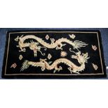 Woolen Rug, Black Ground With Dragon Pattern,