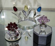 Swarovski S.C.S. Members Only Crystal Flower Displays ( 3 ) In Total.