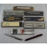 Collection Of Pens, To Include 6 Parker Ball Point Pens, Boxed, Some Monogrammed,