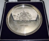 Royal Mint Ltd Edition and Numbered Royal Silver Wedding Anniversary - Silver Salver to Mark 25