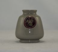 Moorcroft Modern Flamminian Ware Small Vase with Foliate Roundels on Grey Ground. Height 3.25 Inches