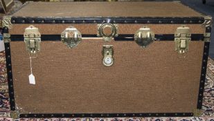 Early To Mid 20thC Travelling Trunk With Brass Mounts Containing A Collection Of Christmas