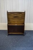 Early 20thC Mahogany Magazine Rack And Book Shelf Of Narrow Shaped Form, Height 39 Inches,