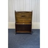 Early 20thC Mahogany Magazine Rack And Book Shelf Of Narrow Shaped Form, Height 39 Inches,