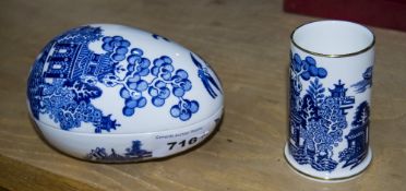 Coalport Blue And White Egg Shaped Trinket Box And Cover,