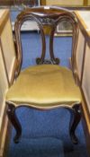 Single Victorian Mahogany Dining Chair, Scroll Carved Back, Padded Seat, Front Cabriole Legs