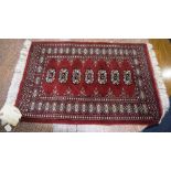 Prayer Rug From Pakistan, Made Of Bomull In Red Geometric Pattern,