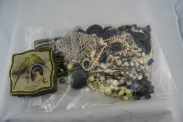 Mixed Lot Of Costume Jewellery To Include Jet, Pearls, Hat Pins, Beads, Etc.