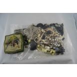 Mixed Lot Of Costume Jewellery To Include Jet, Pearls, Hat Pins, Beads, Etc.