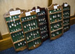 6 Wall Displays Containing A Quanitity Of Souvenir Spoons From Around The World, Approx 100,