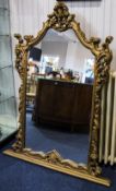 Large Rococo Style Gilt Wall Mirror, Acanthus Tapering Form, Height 58 Inches,