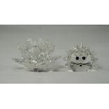 Swarovski Crystal Hedgehog with Black Eyes and Metal Whiskers + a Swarovski Crystal Candle Holder