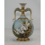 Royal Worcester Charles Balwyn Signed and Very Fine Hand Painted Two Handle Globular Shaped Vase.