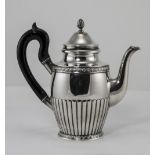 Swedish - Singles Silver Teapot with Ribbed Half Body Pineapple and Finial, Swan Necked Spout.