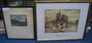 Framed Watercolour Wallinford On The Thames (1832) Signed A Stone,