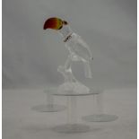 Swarovski Silver Crystal Figurine - Feather Beauties ' Toucan ' Coloured Beak. Num 7621 Nr 000 006.