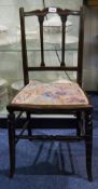 Small Edwardian Mahogany Bedroom Chair With String Inlay, Padded Seat