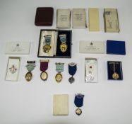 Collection Of 10 Base Metal Enamelled Masonic/Travellers Medals