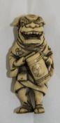 Japanese - Very Fine and Signed Ivory Netsuke, Titled ' Lion Dancer ' Signed Shoryu.