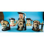 Royal Doulton Complete Set of Large Size Character Jugs ' King Henry VIII and Six Wives ( 7 ) In