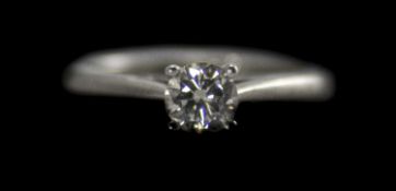 Platinum Set Single Stone Diamond Ring, The Round Cut Brilliant Cut Diamond of G. Colour and S1