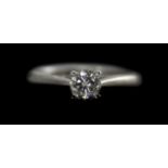 Platinum Set Single Stone Diamond Ring, The Round Cut Brilliant Cut Diamond of G. Colour and S1