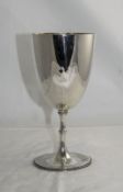 Victorian Silver Chalice of Plain Form with Beaded Border to Base.