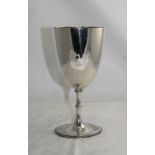 Victorian Silver Chalice of Plain Form with Beaded Border to Base.