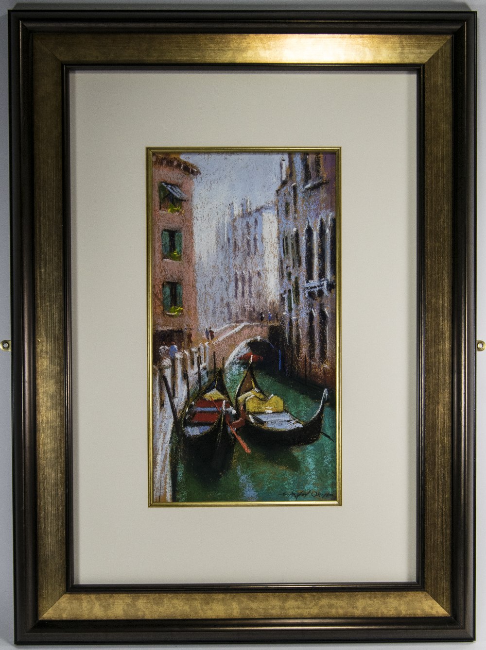 E. Anthony Orme - Titled ' Venetian Scene ' Original Pastel Painting, Signed. 17 x 8.