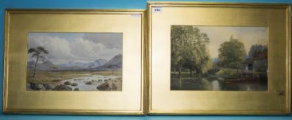 James W Ferguson (exh 1915-1940). Lived Glasgow Pair of Watercolours. 8.5 by 14.25 inches.  1.
