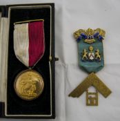 Masonic 9ct Gold Medal with 9ct Gold Mount, Awarded For Charitable Works to H.A.