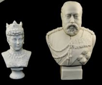 A Parian Bust of King Edward VII. 7.1/8 Inches High and His Wife Princess Alexandra. 5.