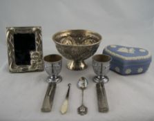 Mixed Lot To Include A Silver Plated Bowl, Photo Frame, 2 Egg Cups,