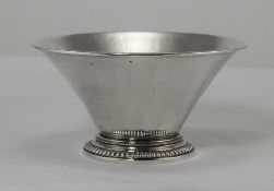 Swedish Art Deco Planished Silver Bowl, Raised on a Circular Stepped Base with Beaded Border,