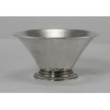 Swedish Art Deco Planished Silver Bowl, Raised on a Circular Stepped Base with Beaded Border,