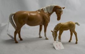 Beswick Horse Figures. Foal - Dapple Grey. 3.5 Inches Tall & Foal - Brown, 3.5 Inches Tall.