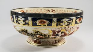 Late Victorian Imari Pattern Footed Fruit Bowl, Silvered Rim, Diameter 10.