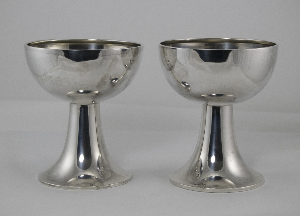 Swedish - Impressive Silver Pair of Trophy Shaped Bowls, In The Art Deco Style.