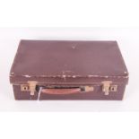 Small Dark Brown Leather Suitcase.