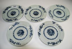 Collection Of 5 Chinese Ceramic Blue And White Plates, Look To Be 17thC,