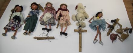 Collection Of 7 Pelham Puppets In 4 Original Boxes To Include A French Poodle, Gypsy Etc.