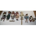 Collection Of 7 Pelham Puppets In 4 Original Boxes To Include A French Poodle, Gypsy Etc.