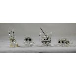 Swarovski Silver Crystal Figurines ( 4 ) In Total. 2 x Frog with Black Eyes, Nr 7642, Nr 04800.