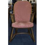 Ercol Rocking Chair With Padded Backrest And Cushion,