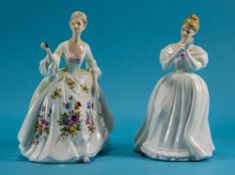 Royal Doulton Figures ( 2 ) In Total. 1/ Denise HN.2477 - Height 8.25 Inches. 2/ Diana HN.